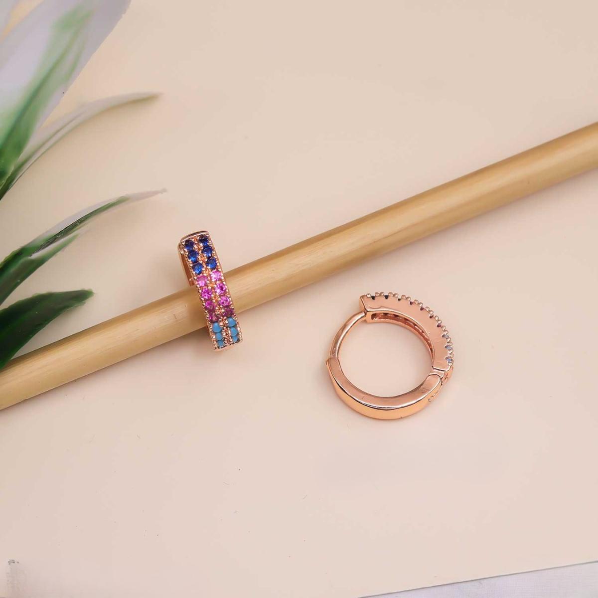 Forevershine Rose Gold Alloy American Diamond Cubic Zirconia Bow Geometric Minimal Hoop Earrings For Women & Girls Fashion Jewellery, Party, Wedding Gift - Image 10