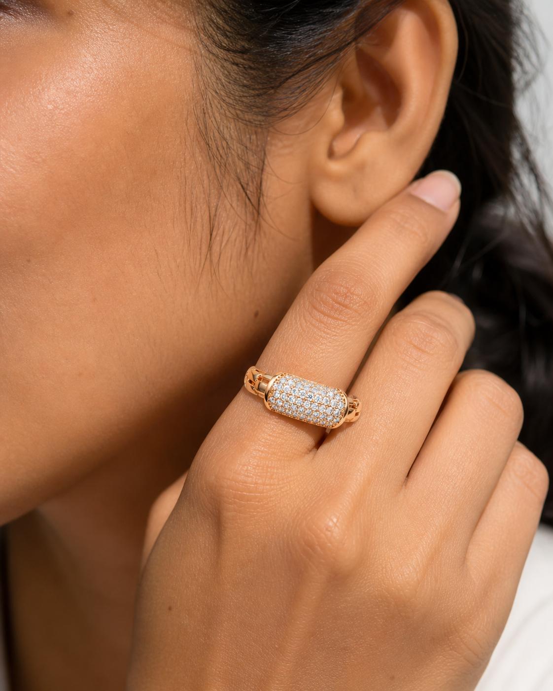Forevershine Rose Gold & White Rose Gold Plated American Diamond Cubic Zirconia Modern Adjustable Ring For Women & Girls Fashion Jewellery, Party, Wedding Gift - Image 4