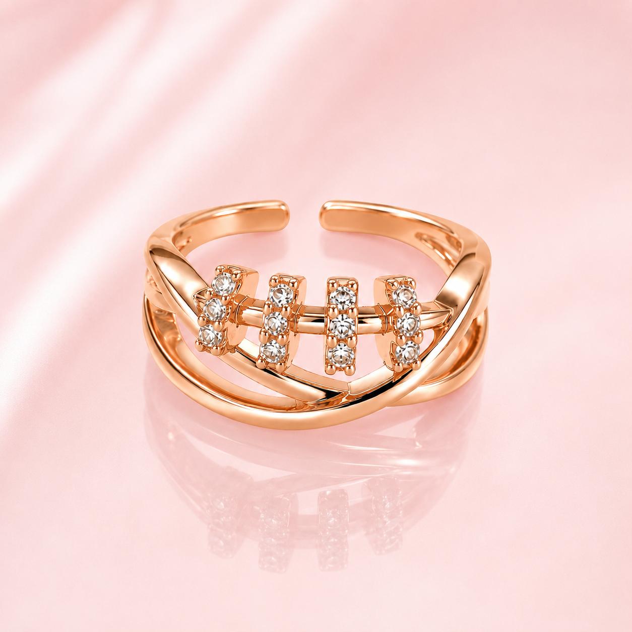Forevershine Rose Gold Alloy American Diamond Cubic Zirconia Geometric Minimal Round Adjustable Ring For Women & Girls Fashion Jewellery, Party, Wedding Gift - Image 9