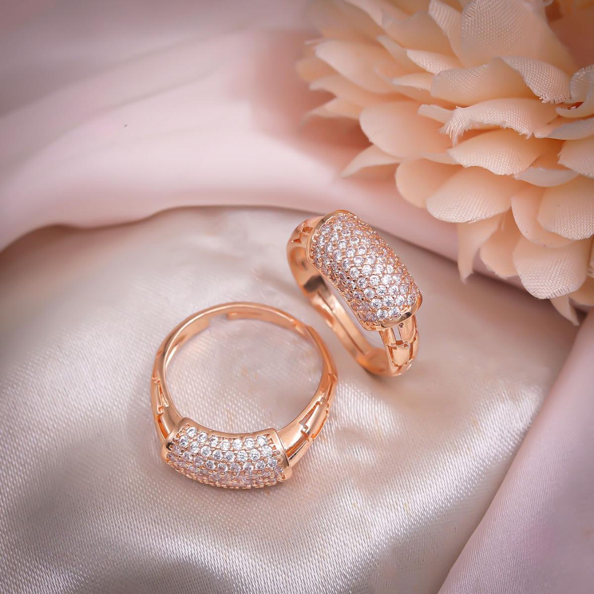 Forevershine Rose Gold & White Rose Gold Plated American Diamond Cubic Zirconia Modern Adjustable Ring For Women & Girls Fashion Jewellery, Party, Wedding Gift - Image 6