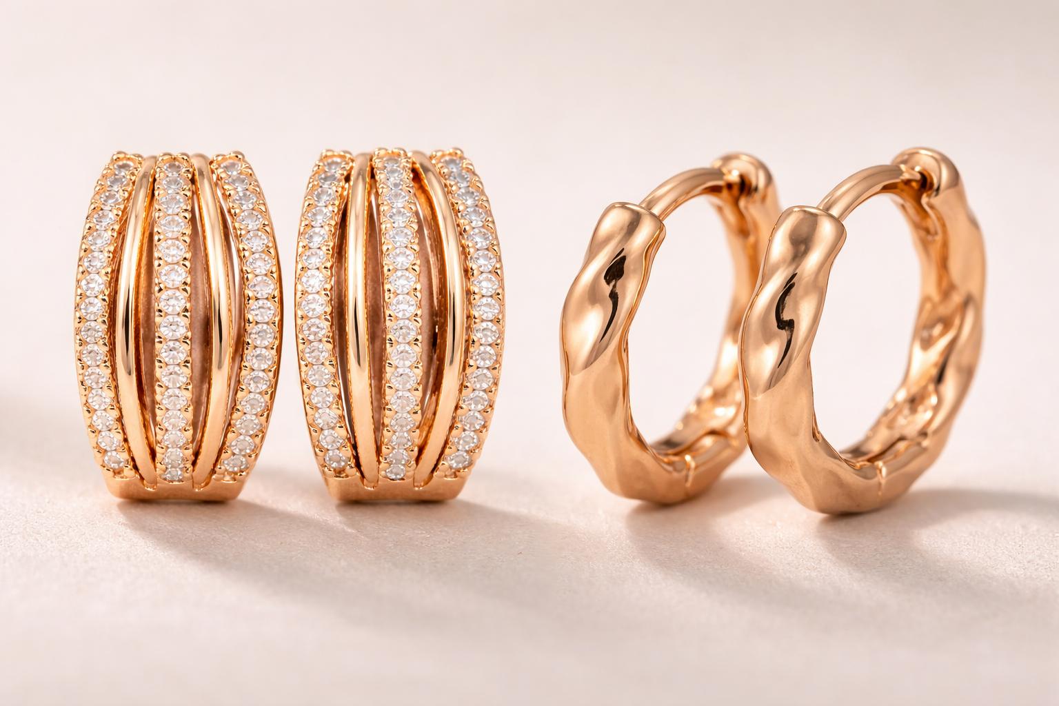 Forevershine Rose Gold Metal American Diamond Cubic Zirconia Classic Traditional Western Hoop Earrings For Women & Girls Fashion Jewellery, Party, Wedding Gift