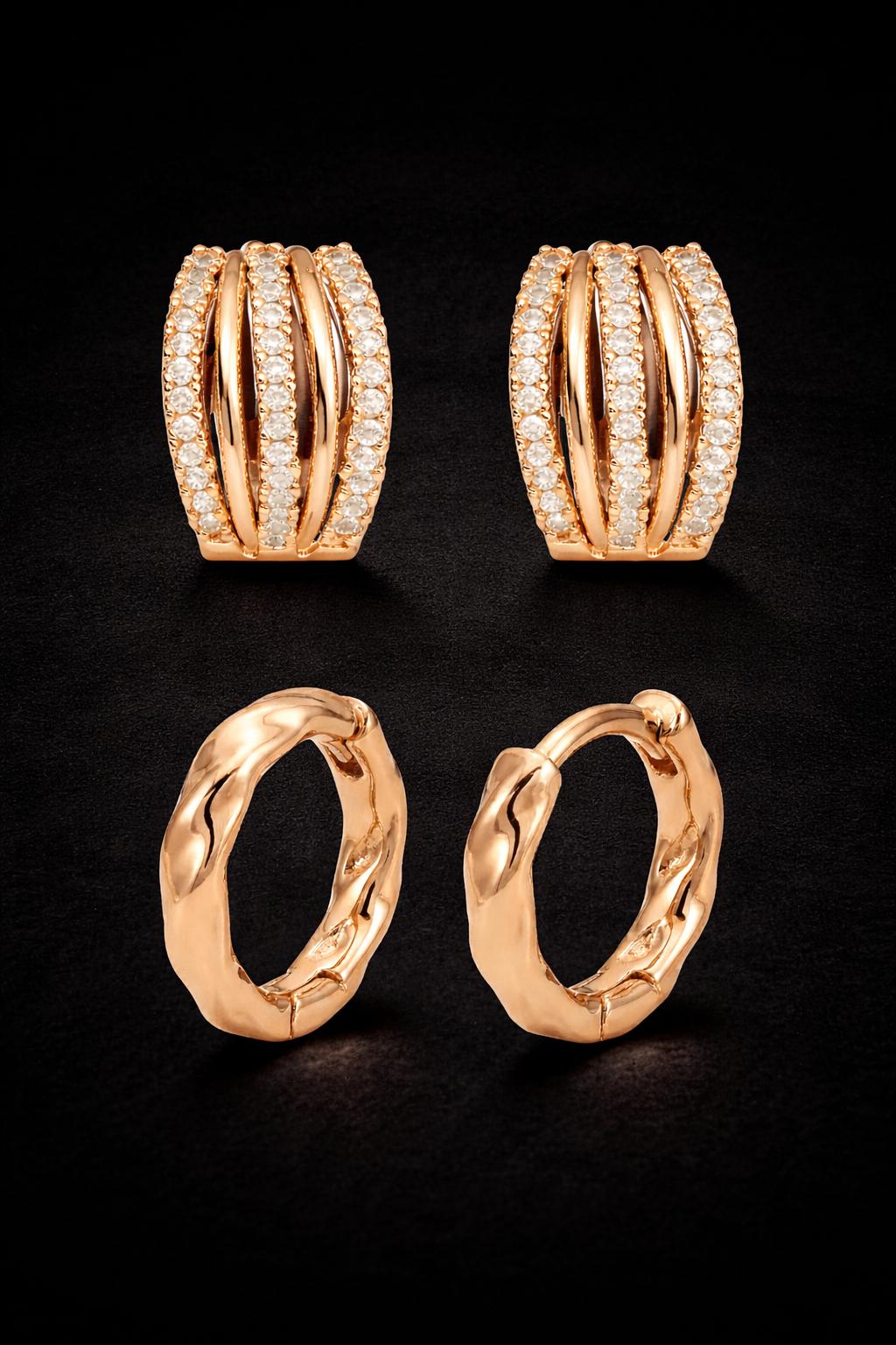 Forevershine Rose Gold Metal American Diamond Cubic Zirconia Classic Traditional Western Hoop Earrings For Women & Girls Fashion Jewellery, Party, Wedding Gift - Image 3