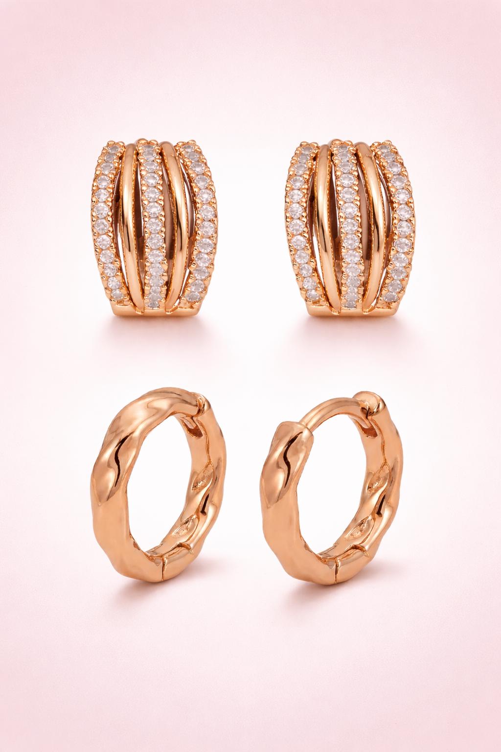Forevershine Rose Gold Metal American Diamond Cubic Zirconia Classic Traditional Western Hoop Earrings For Women & Girls Fashion Jewellery, Party, Wedding Gift - Image 4