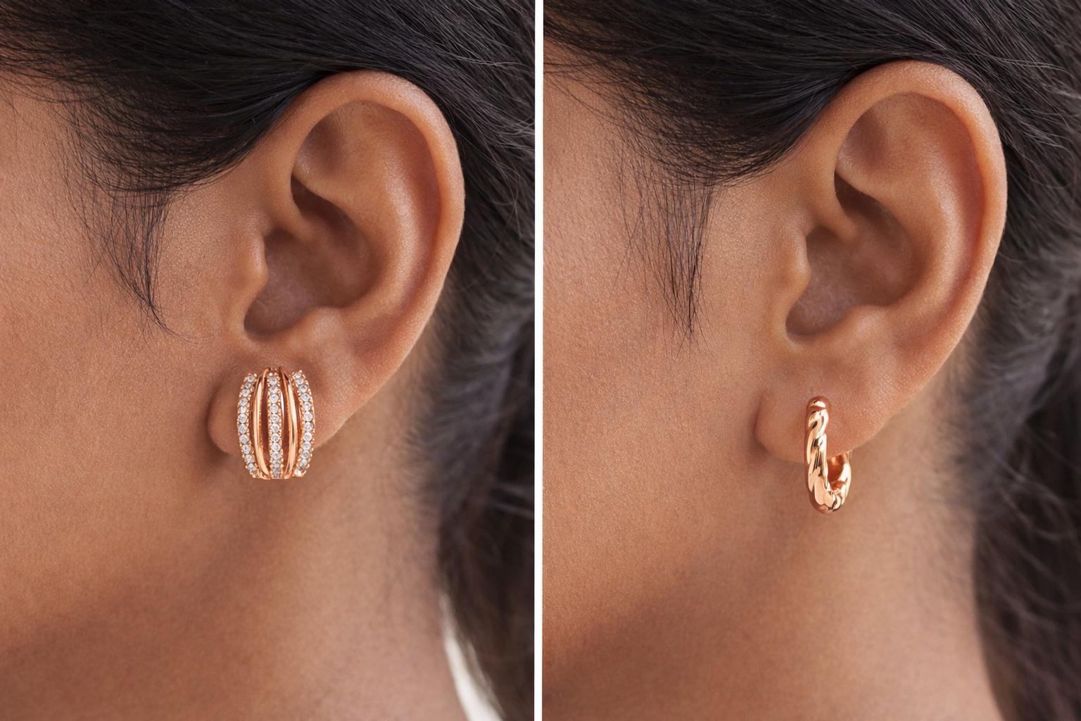 Forevershine Rose Gold Metal American Diamond Cubic Zirconia Classic Traditional Western Hoop Earrings For Women & Girls Fashion Jewellery, Party, Wedding Gift - Image 2