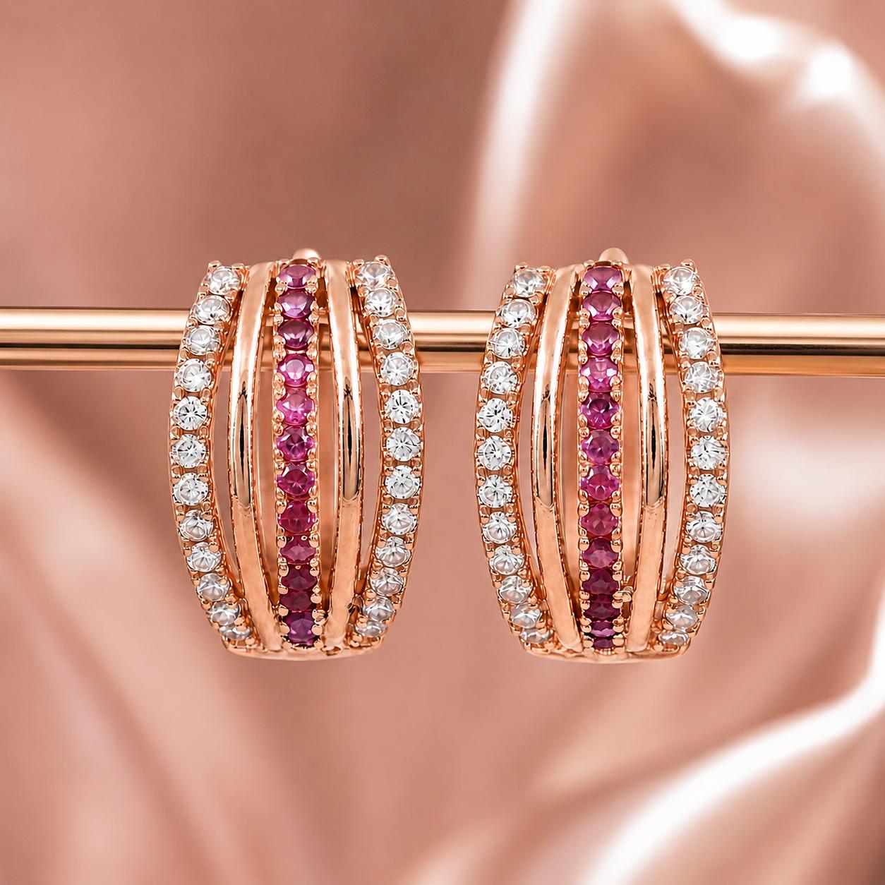 Forevershine Rose Gold & White Alloy American Diamond Cubic Zirconia Minimal Classic Modern Hoop Earrings For Women & Girls Fashion Jewellery, Party, Wedding Gift - Image 5