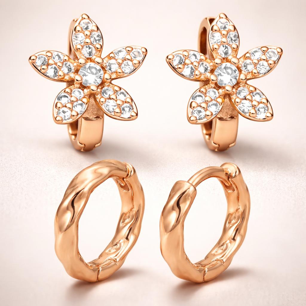 Forevershine Rose Gold Metal American Diamond Cubic Zirconia Floral Minimal Classic Hoop Earrings For Women & Girls Fashion Jewellery, Party, Wedding Gift - Image 6