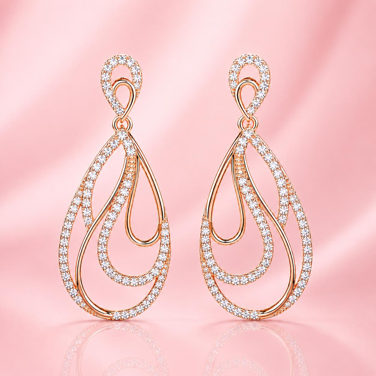 Forevershine Rose Gold & White Alloy American Diamond Cubic Zirconia Infinity Minimal Drop Stud Earrings For Women & Girls Fashion Jewellery, Party, Wedding Gift - Image 8