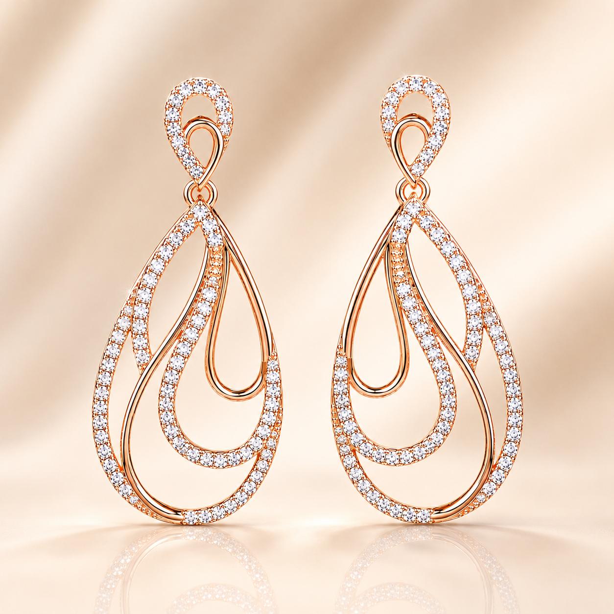Forevershine Rose Gold & White Alloy American Diamond Cubic Zirconia Infinity Minimal Drop Stud Earrings For Women & Girls Fashion Jewellery, Party, Wedding Gift - Image 7