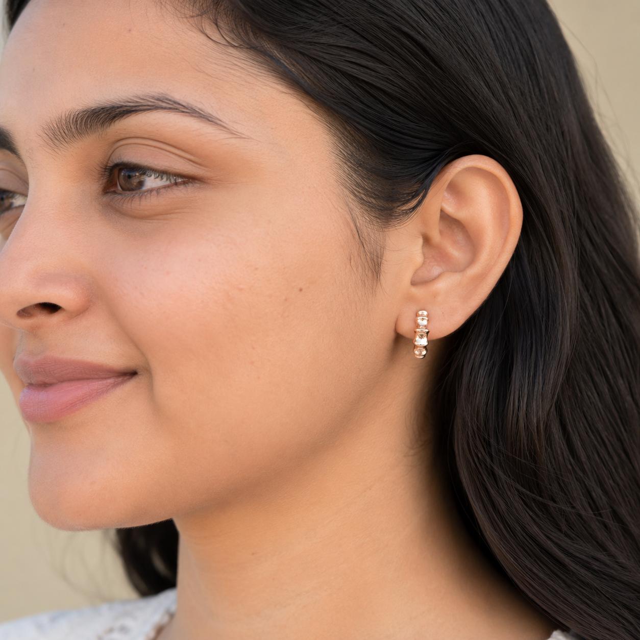 Forevershine Anti Tarnish Rose Gold Alloy American Diamond Cubic Zirconia Minimal Classic Modern Hoop Earrings For Women & Girls Fashion Jewellery, Party, Wedding Gift - Image 4