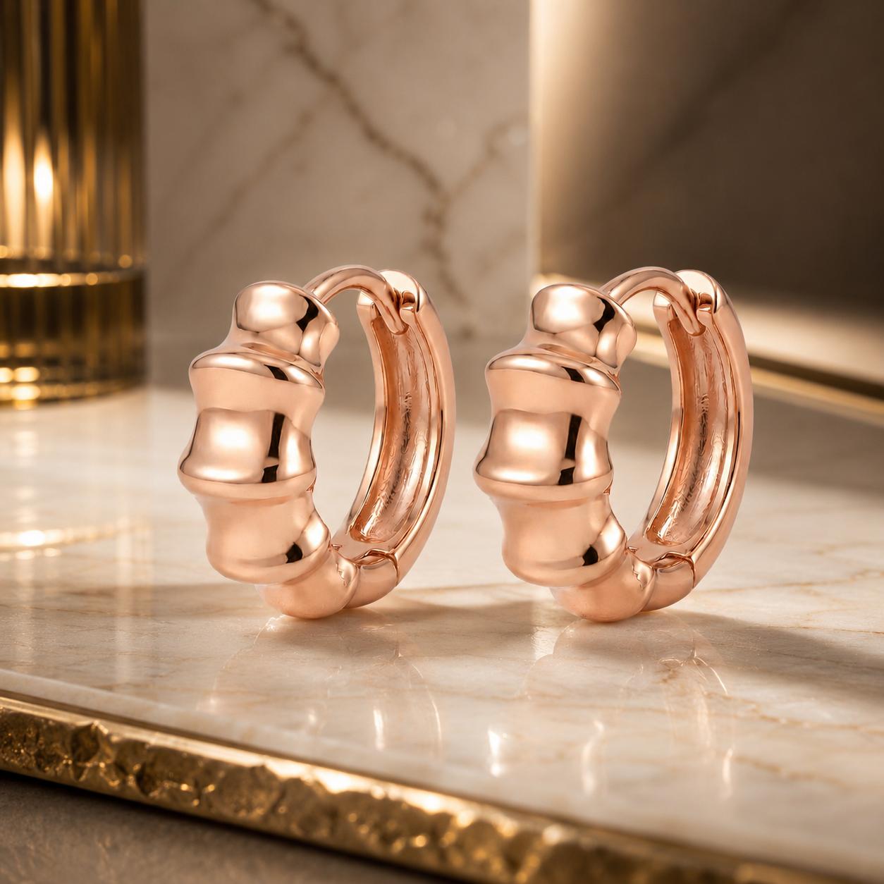 Forevershine Anti Tarnish Rose Gold Alloy American Diamond Cubic Zirconia Minimal Classic Modern Hoop Earrings For Women & Girls Fashion Jewellery, Party, Wedding Gift