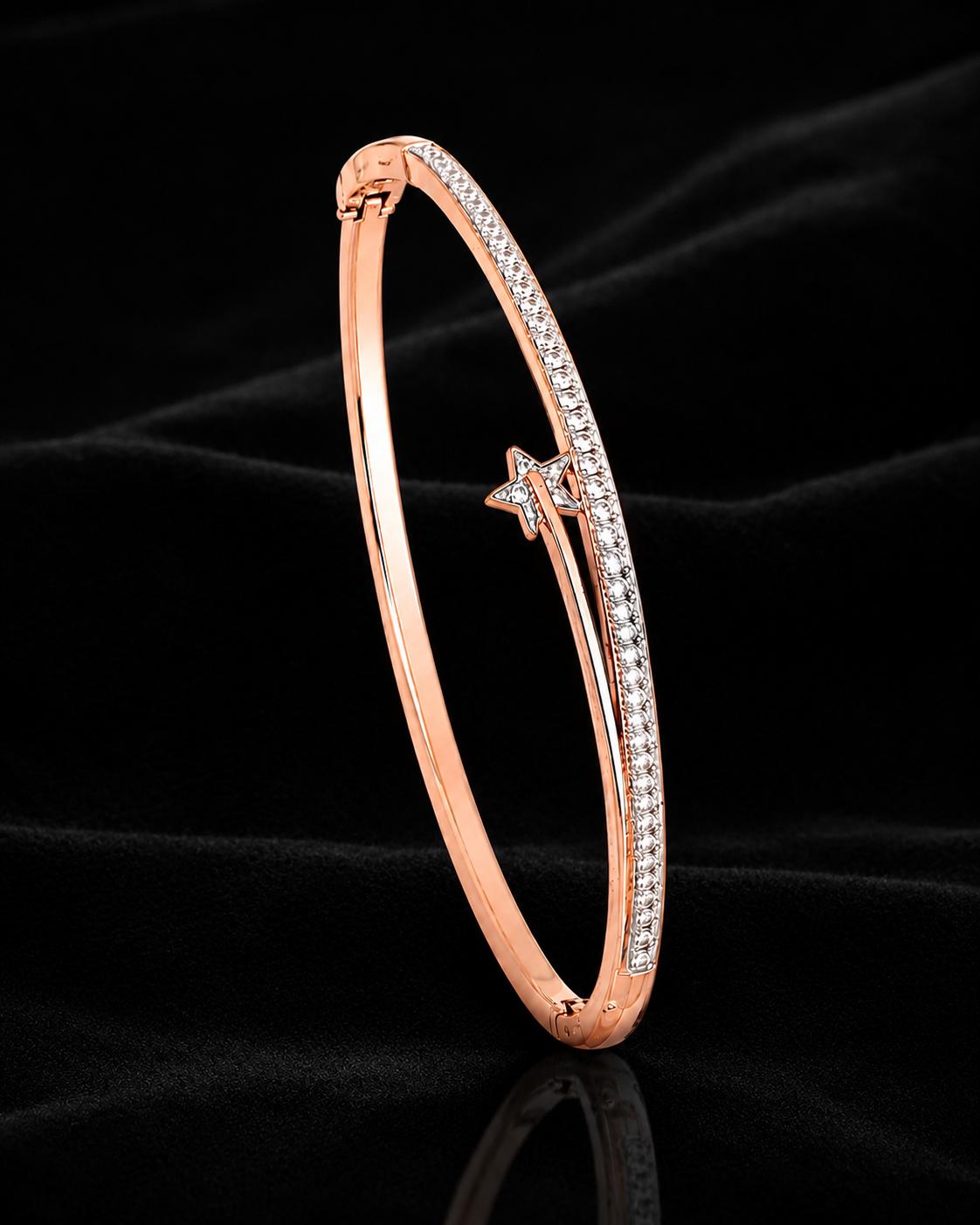 Forevershine Rose Gold & Silver Alloy American Diamond Cubic Zirconia Ribbon Star Celestial Bracelet Kada For Women & Girls Fashion Jewellery, Party, Wedding Gift - Image 8
