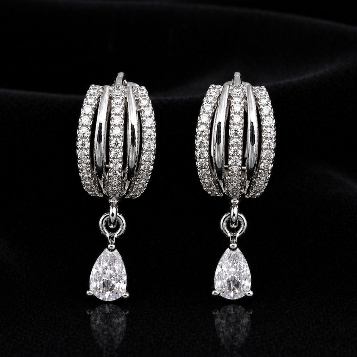 Forevershine Anti Tarnish Rose Gold & Silver Rose Gold Plating American Diamond Cubic Zirconia Minimal Drop Classic Hoop Earrings For Women & Girls Fashion Jewellery, Party, Wedding Gift - Image 11