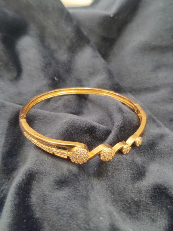 Forevershine Rose Gold Plated Wave Bracelet, Copper Alloy With American Diamond Studded, Women & Girls, Free Size, Hidden Safety Clasp - Image 2