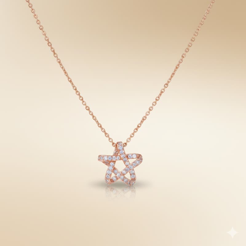 Forevershine Rose Gold Plated Cz Star Pendant Necklace For Women With Cubic Zirconia Stones | Elegant Chain Jewelry Stylish Wear Party Gift For Girls Birthday Anniversary Accessory - Image 2