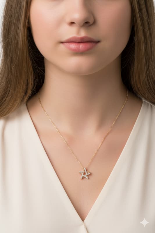 Forevershine Rose Gold Plated Cz Star Pendant Necklace For Women With Cubic Zirconia Stones | Elegant Chain Jewelry Stylish Wear Party Gift For Girls Birthday Anniversary Accessory - Image 3