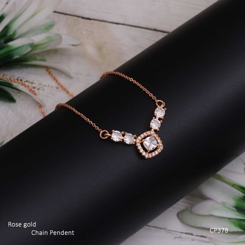 Forevershine Rose Gold Plated Cz Pendant Necklace For Women With Cubic Zirconia Stones | Elegant Chain Jewelry Stylish Wear Party Gift For Girls Birthday Anniversary Accessory - Image 3