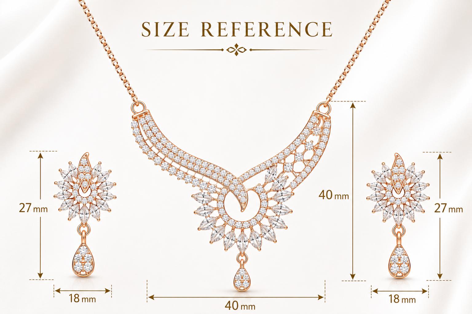 Forevershine Rose Gold Plated Cz Stone Studded Chain Pendant Necklace With Matching Earrings Jewellery Set For Women - Image 11