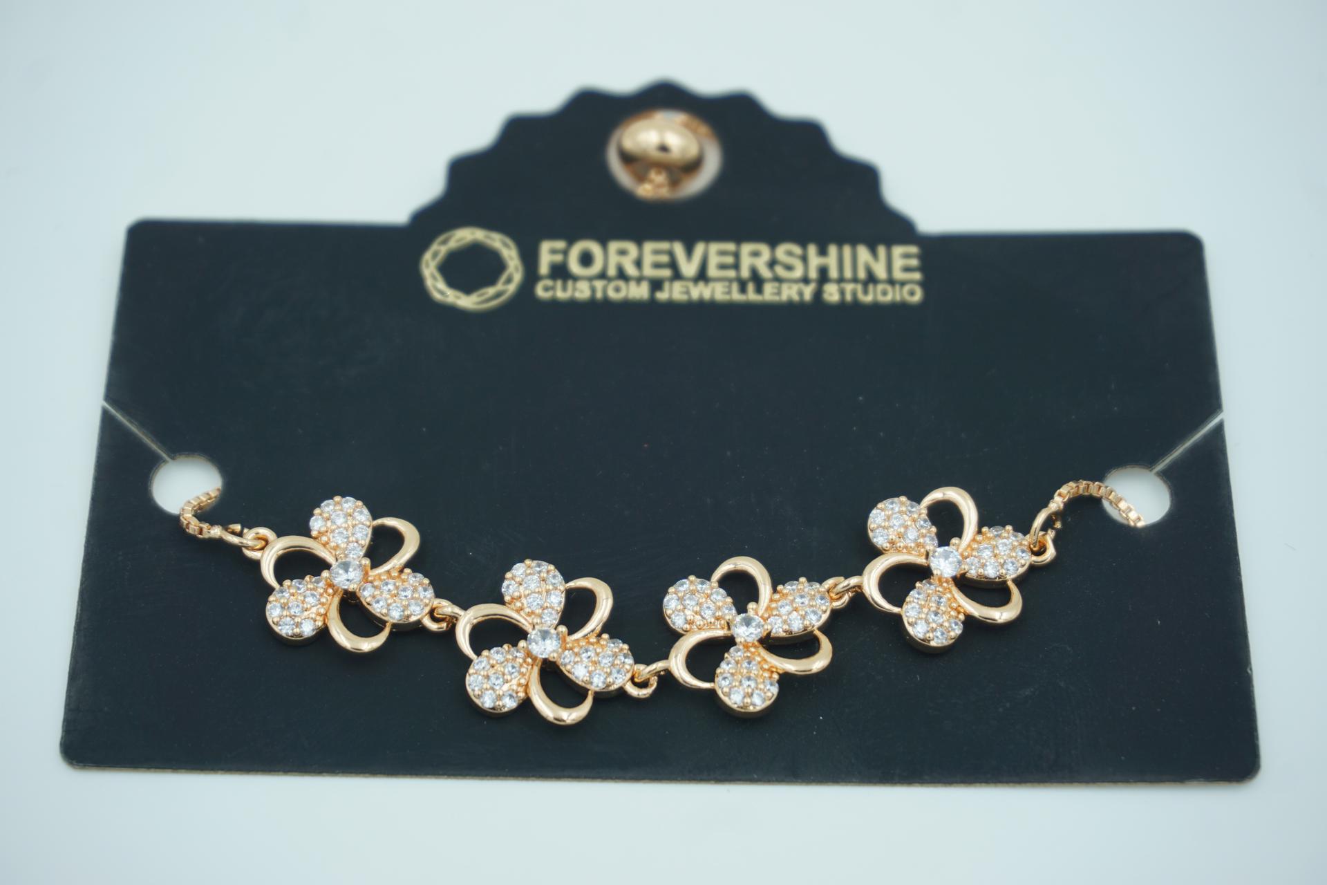 Forevershine Anti Tarnish Rose Gold Plated Flower Bracelet, Cubic Zirconia, Adjustable Chain, Hypoallergenic, Aaa Grade|lightweight|gift For Her|for Women & Girls