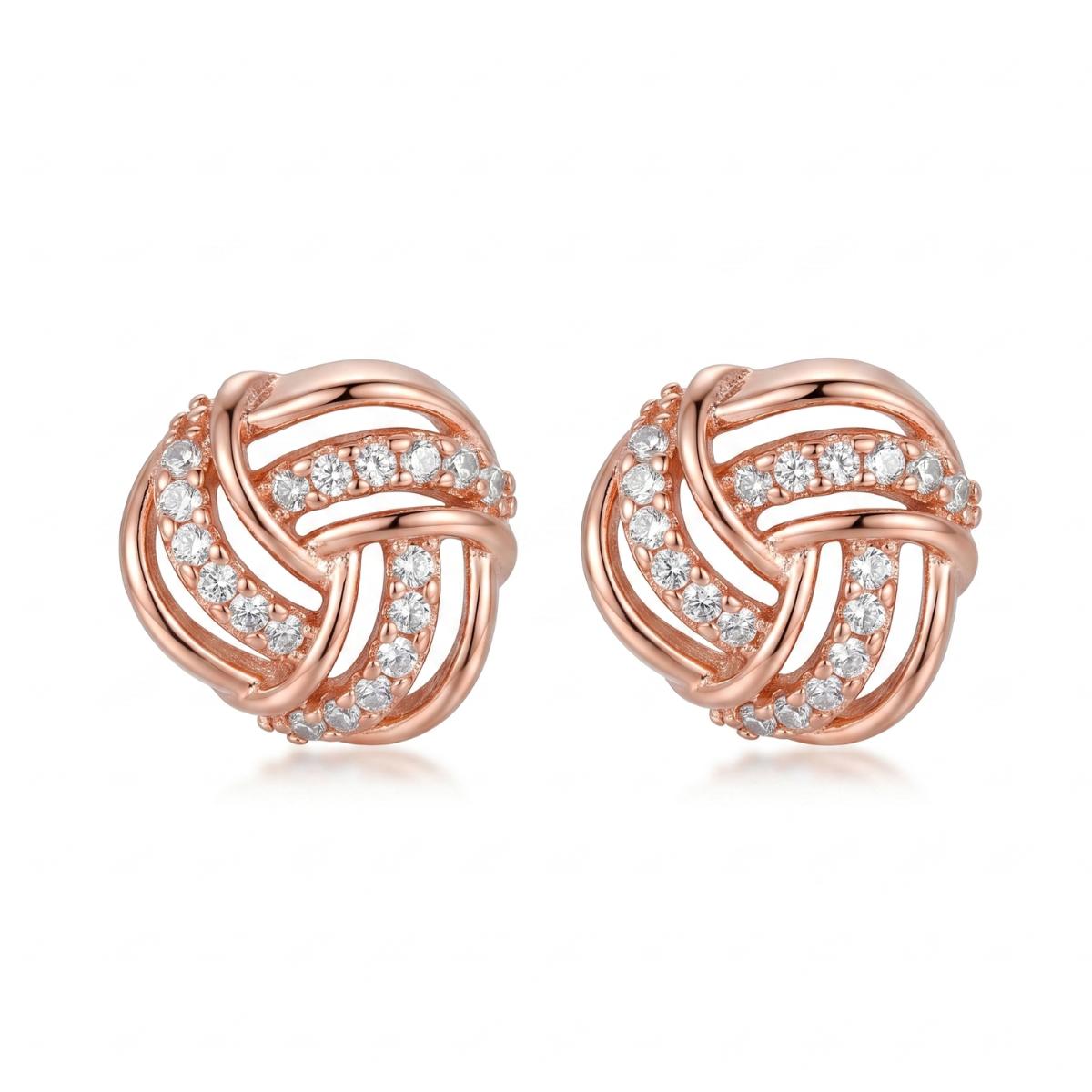 Forevershine Rose Gold Plated Cubic Zirconia Studded Love Knot Tops Earrings Cubic Zirconia Alloy Stud Earring
