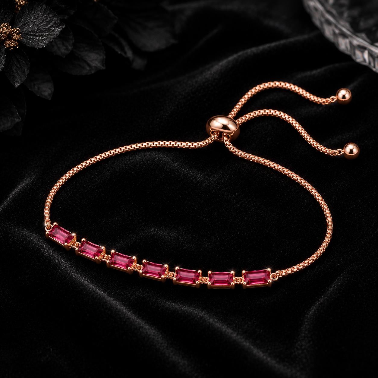 Rose Gold Plated Pink Cz Tennis Adjustable Bracelet - Image 4