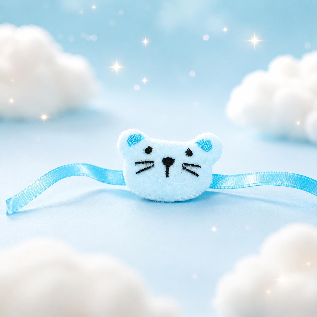 Blue Cute Cat Kids Rakhi Soft Plush Rakhi For Boys - Image 2