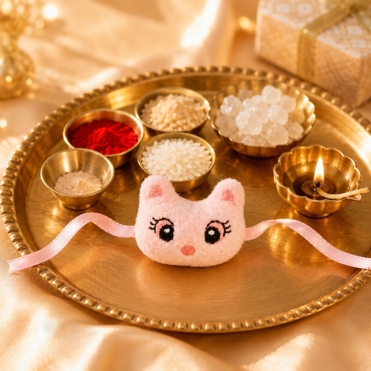 Pink Cute Plush Kids Rakhi Soft Toy Rakhi For Boys
