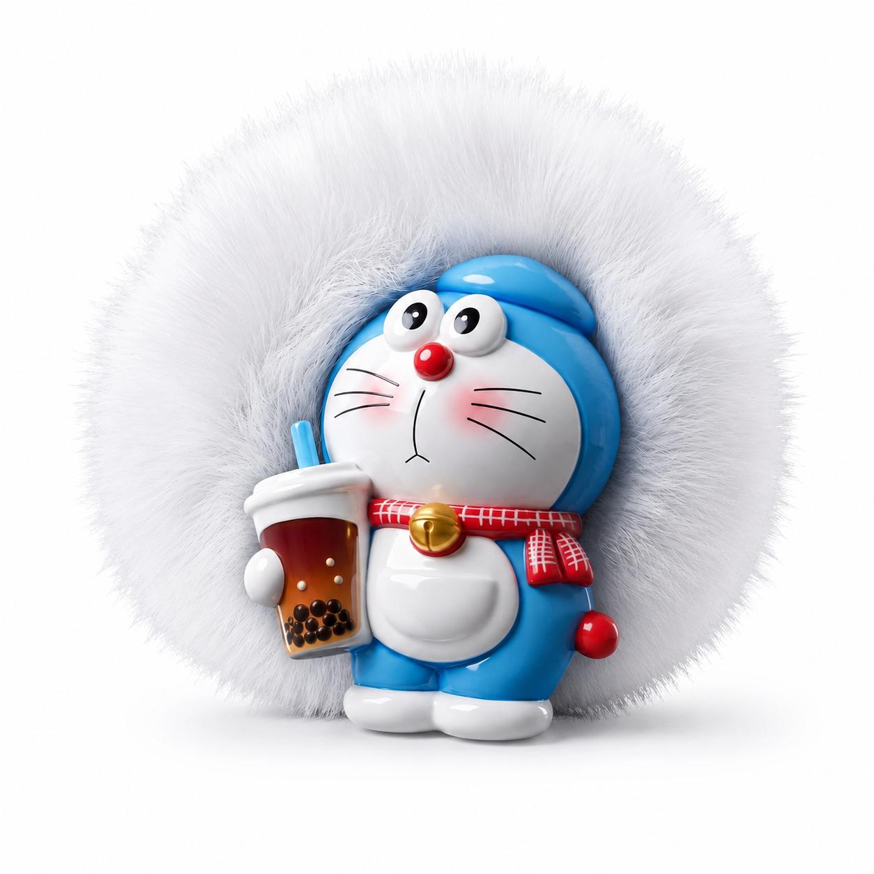 Girls White Soft Fur Doraemon Toy Scrunchie Rakhi (pack Of 1) - Image 6