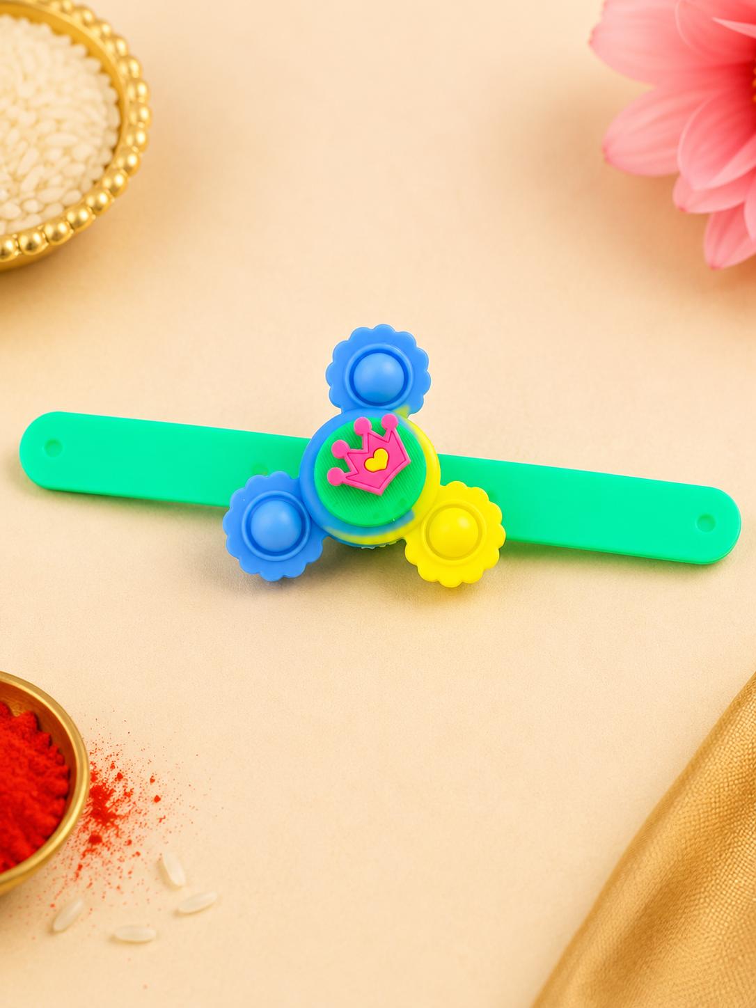 Kids Crown Led Light Up Spinner Wrist Band Rakhi (pack Of 1) - Image 5