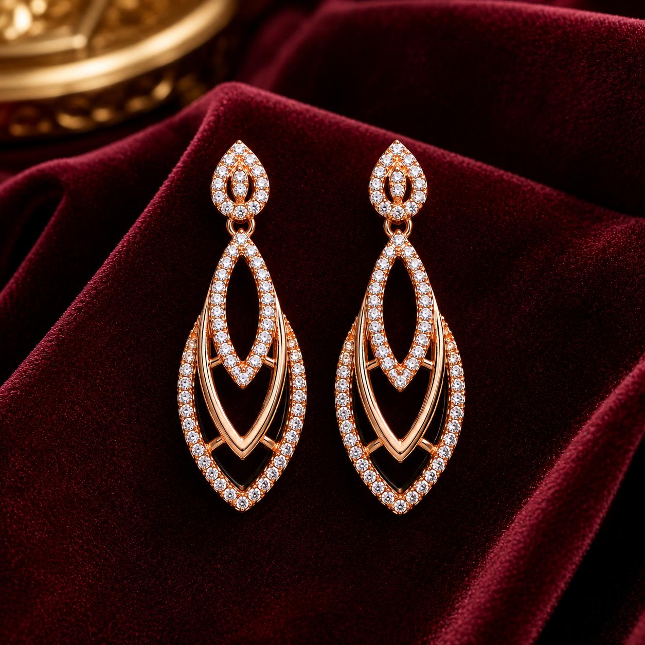 Forevershine Rose Gold Plated Ad Drop Earrings For Women