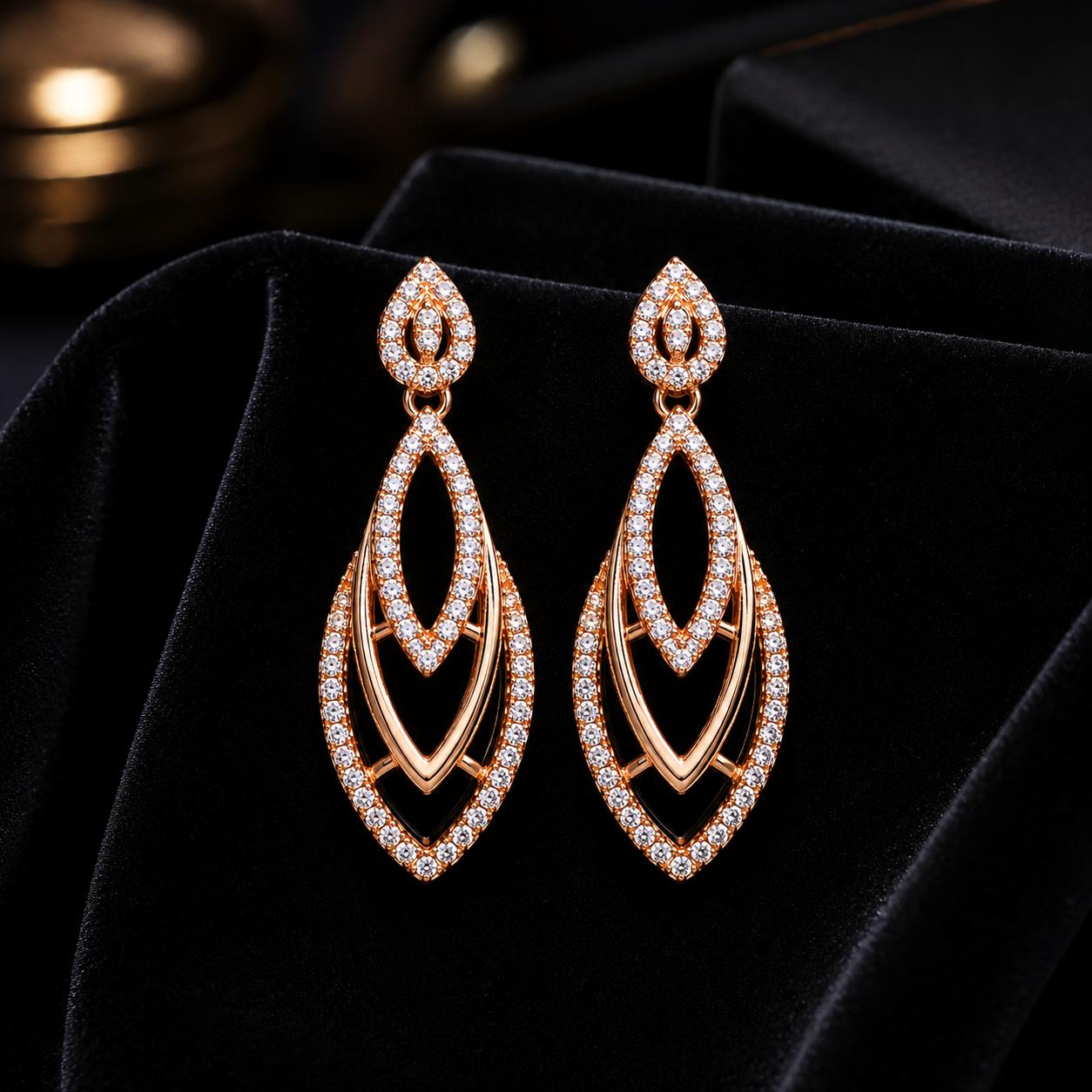 Forevershine Rose Gold Plated Ad Drop Earrings For Women - Image 2