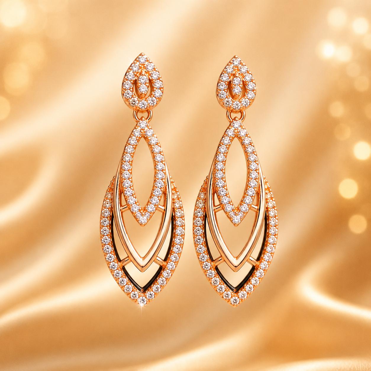 Forevershine Rose Gold Plated Ad Drop Earrings For Women - Image 3