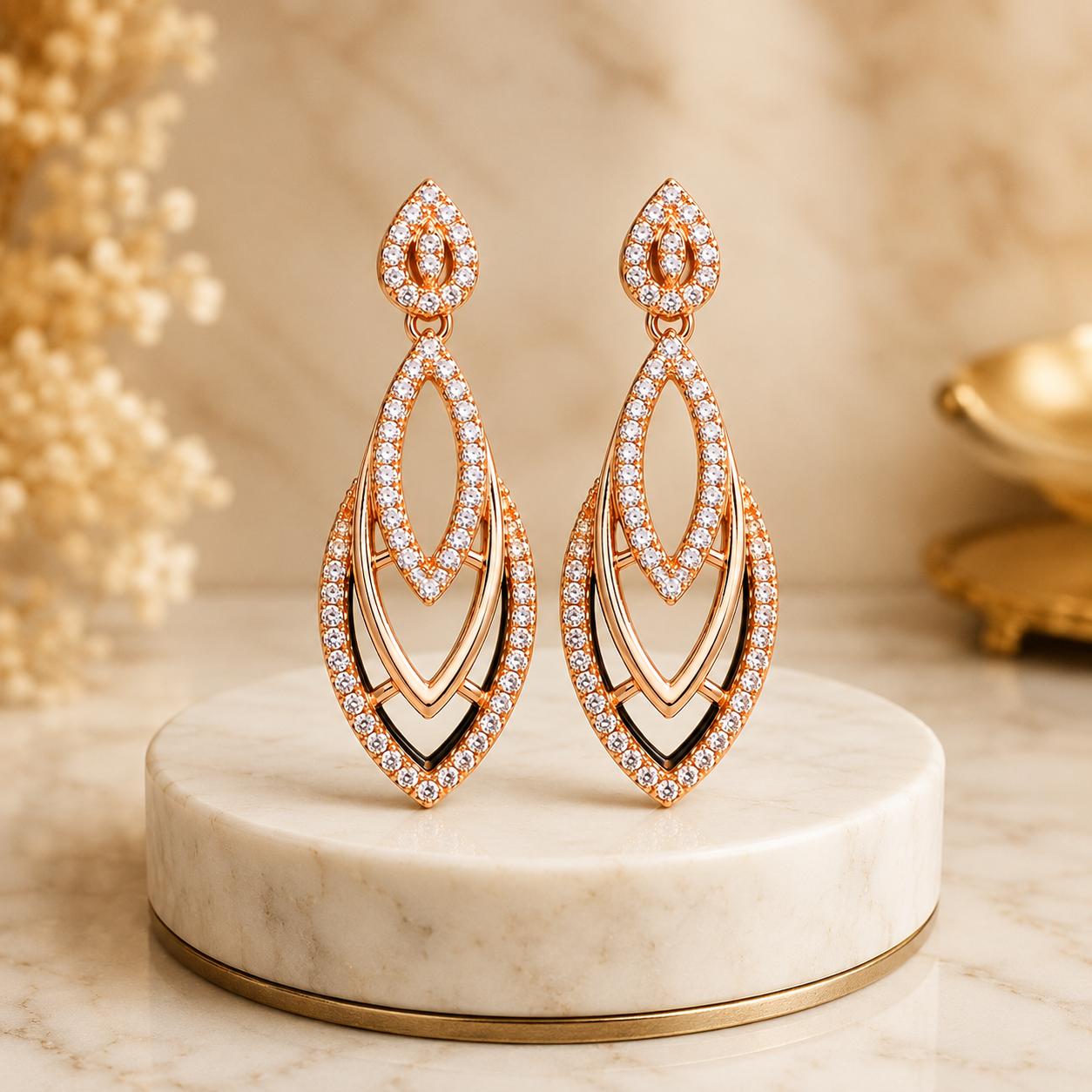 Forevershine Rose Gold Plated Ad Drop Earrings For Women - Image 4