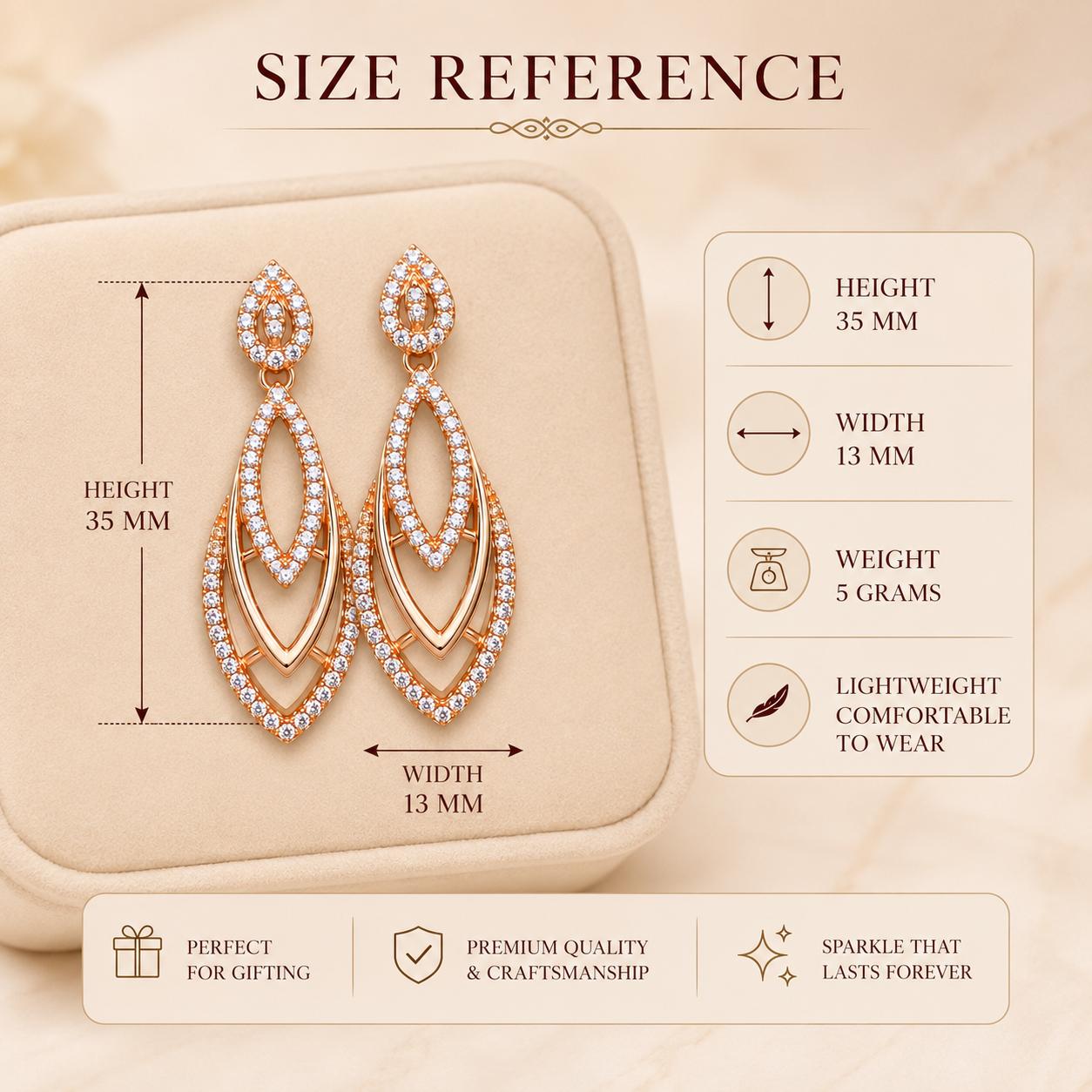 Forevershine Rose Gold Plated Ad Drop Earrings For Women - Image 6