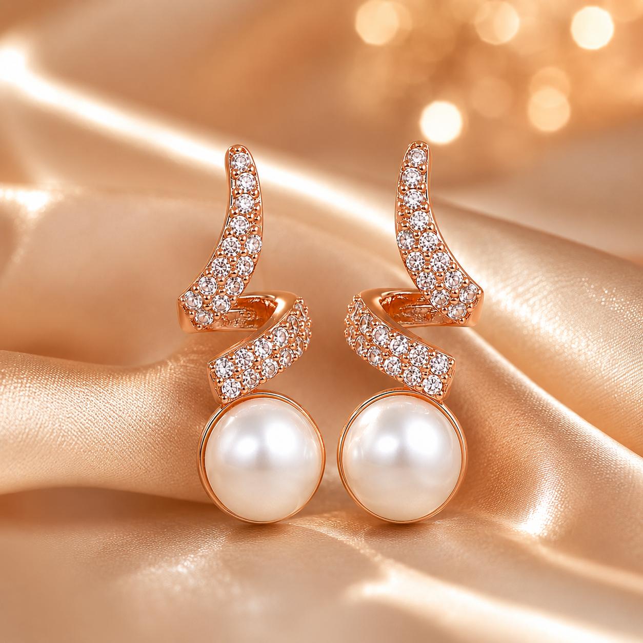 Forevershine Rose Gold Plated Ad Pearl Stud Earrings For Women - Image 2