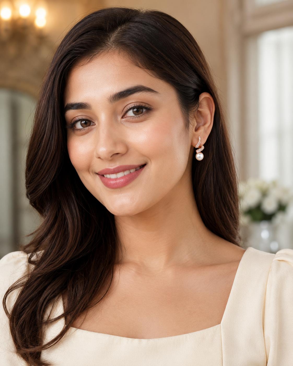 Forevershine Rose Gold Plated Ad Pearl Stud Earrings For Women - Image 7