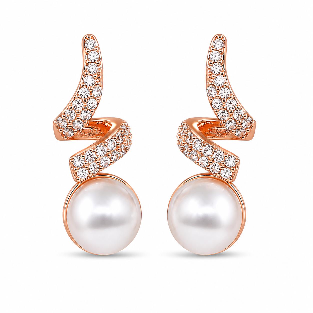 Forevershine Rose Gold Plated Ad Pearl Stud Earrings For Women - Image 10