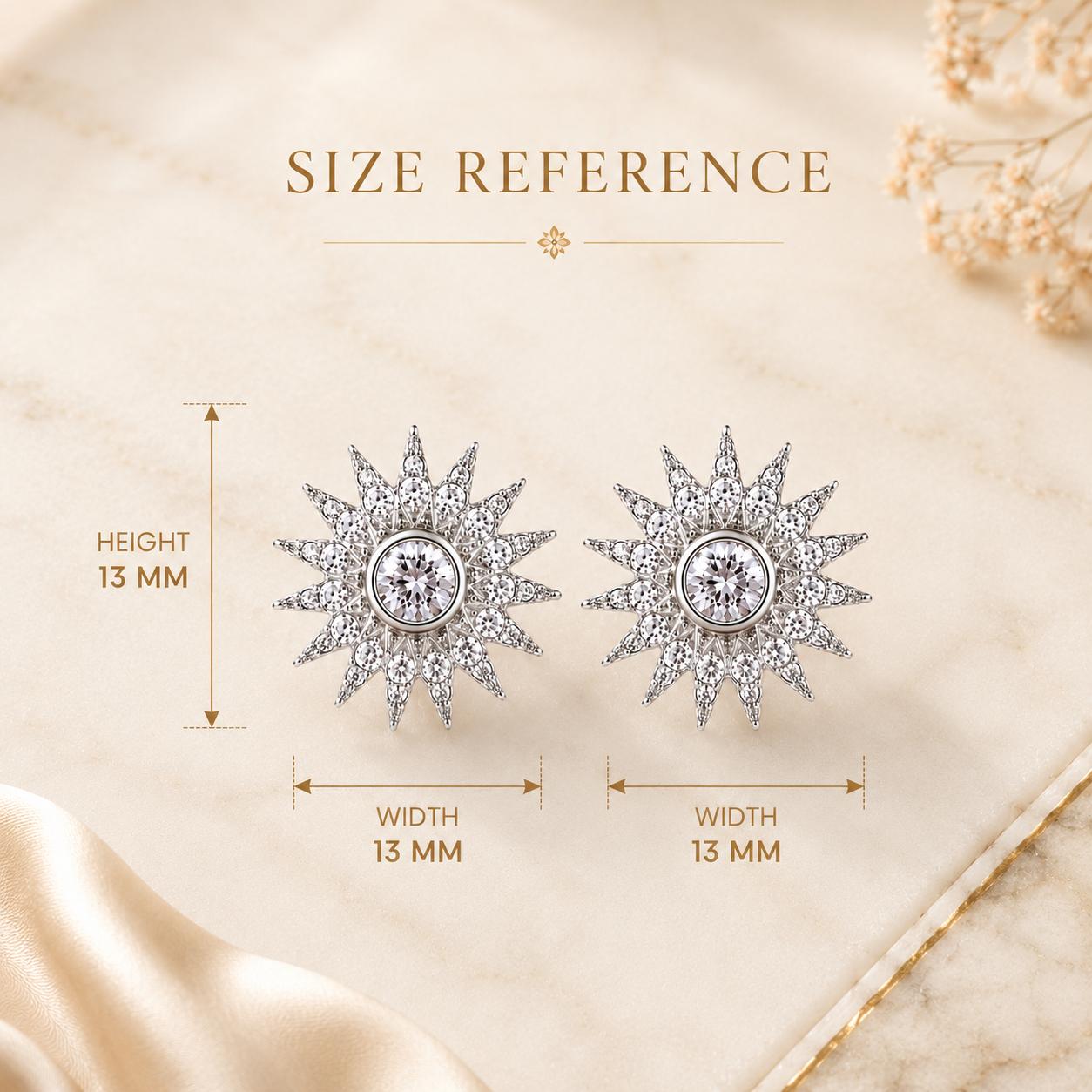 Forevershine Rhodium Plated Ad Sunburst Stud Earrings For Women - Image 8