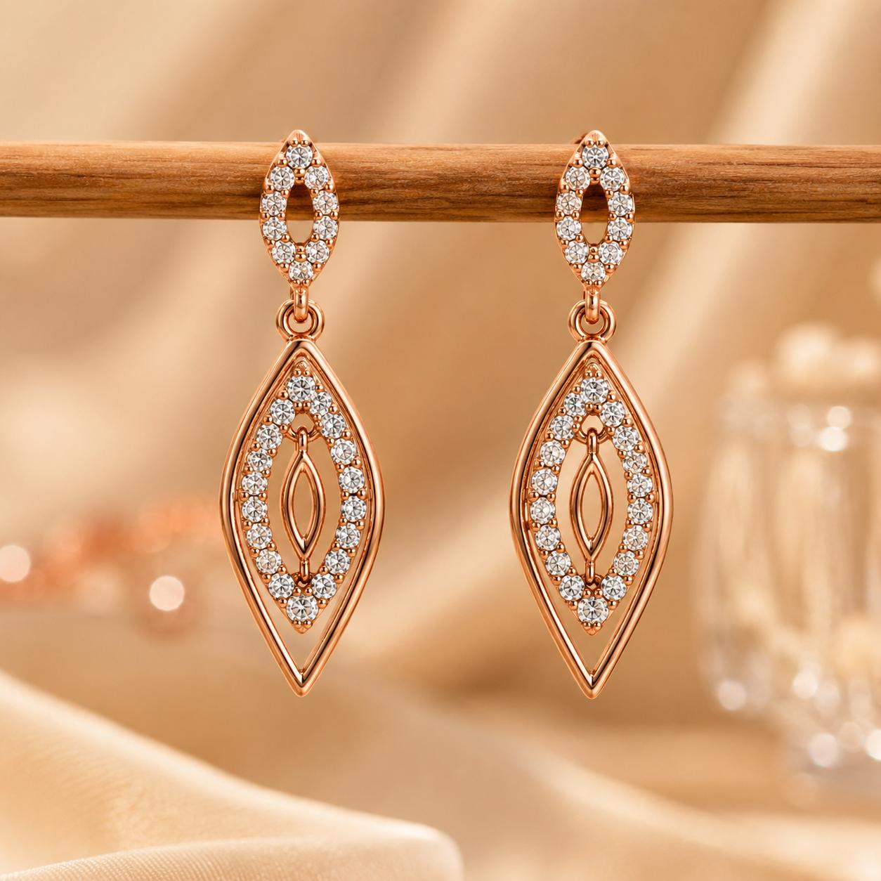 Forevershine Rose Gold Plated Ad Drop Earrings For Women & Girls