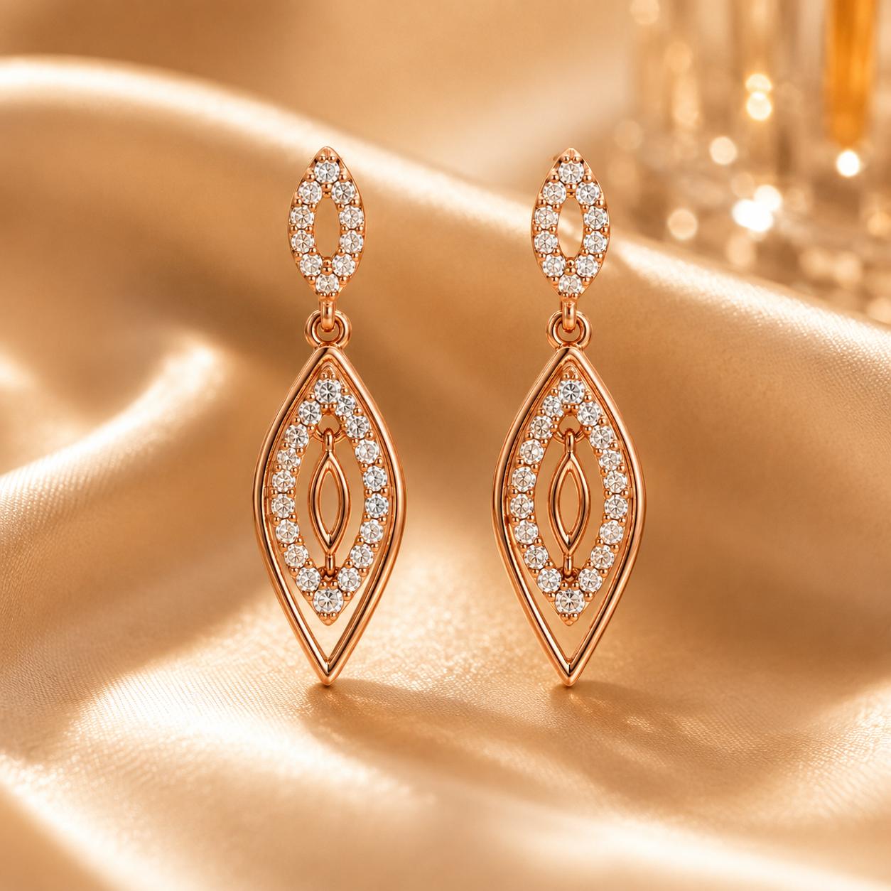 Forevershine Rose Gold Plated Ad Drop Earrings For Women & Girls - Image 2