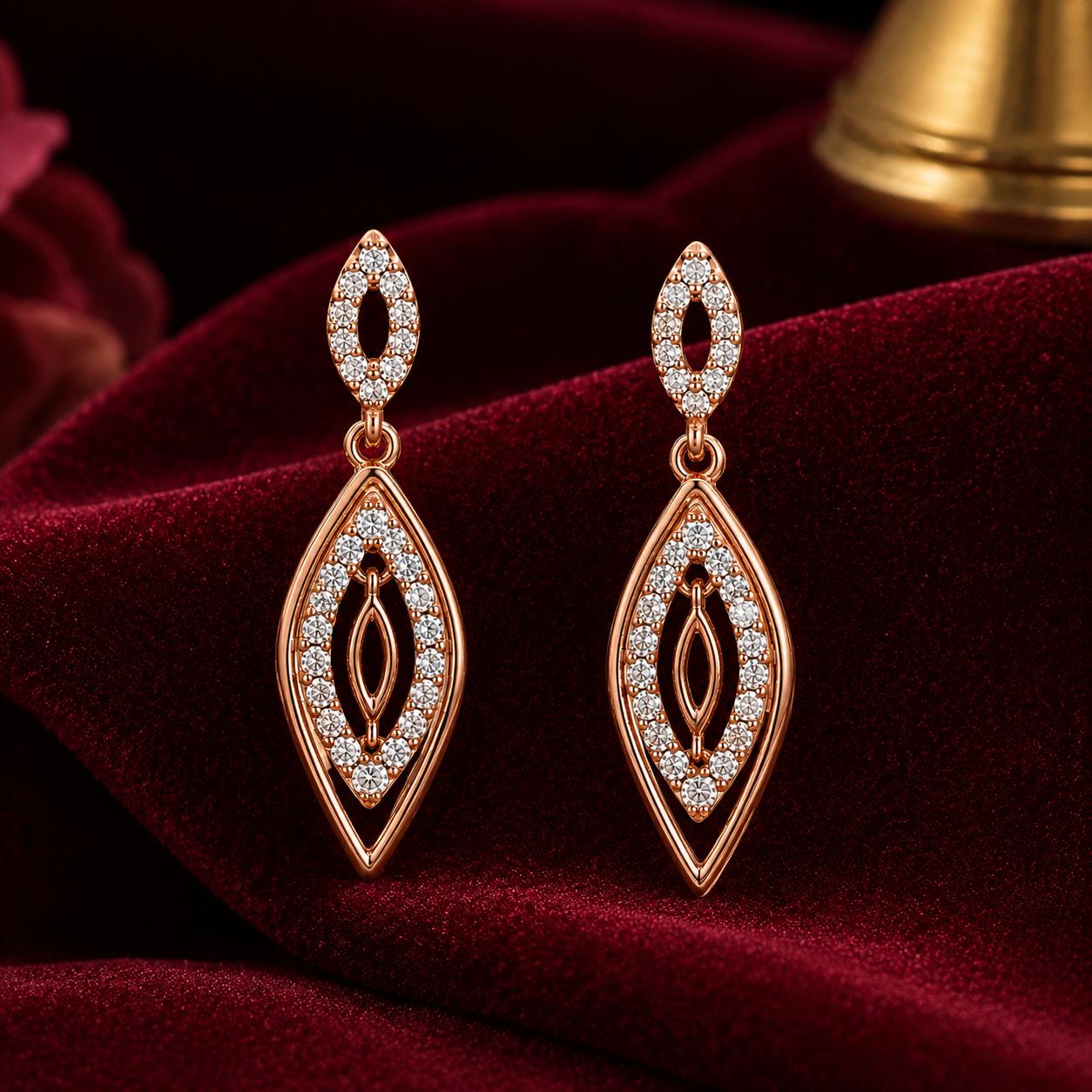 Forevershine Rose Gold Plated Ad Drop Earrings For Women & Girls - Image 3