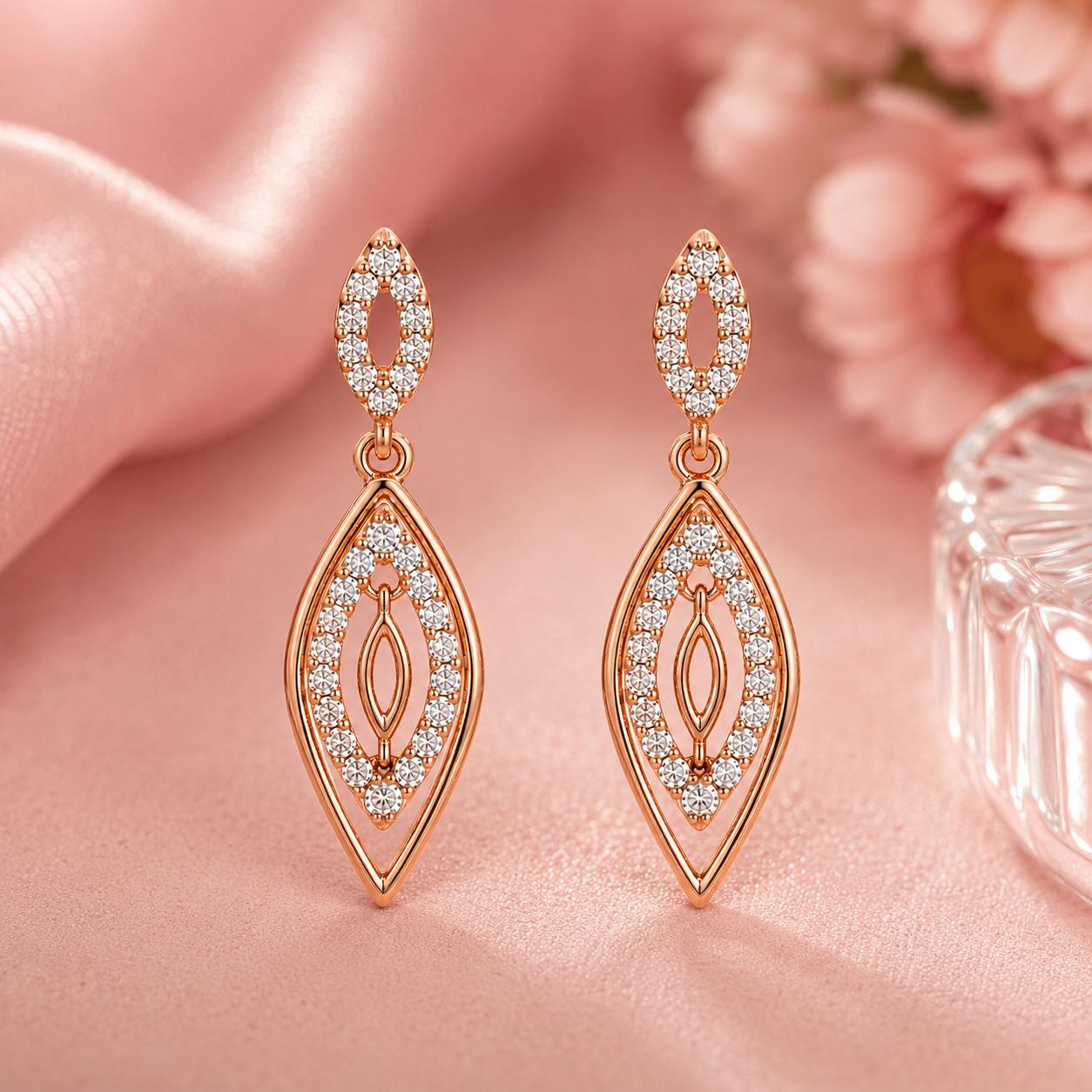 Forevershine Rose Gold Plated Ad Drop Earrings For Women & Girls - Image 5