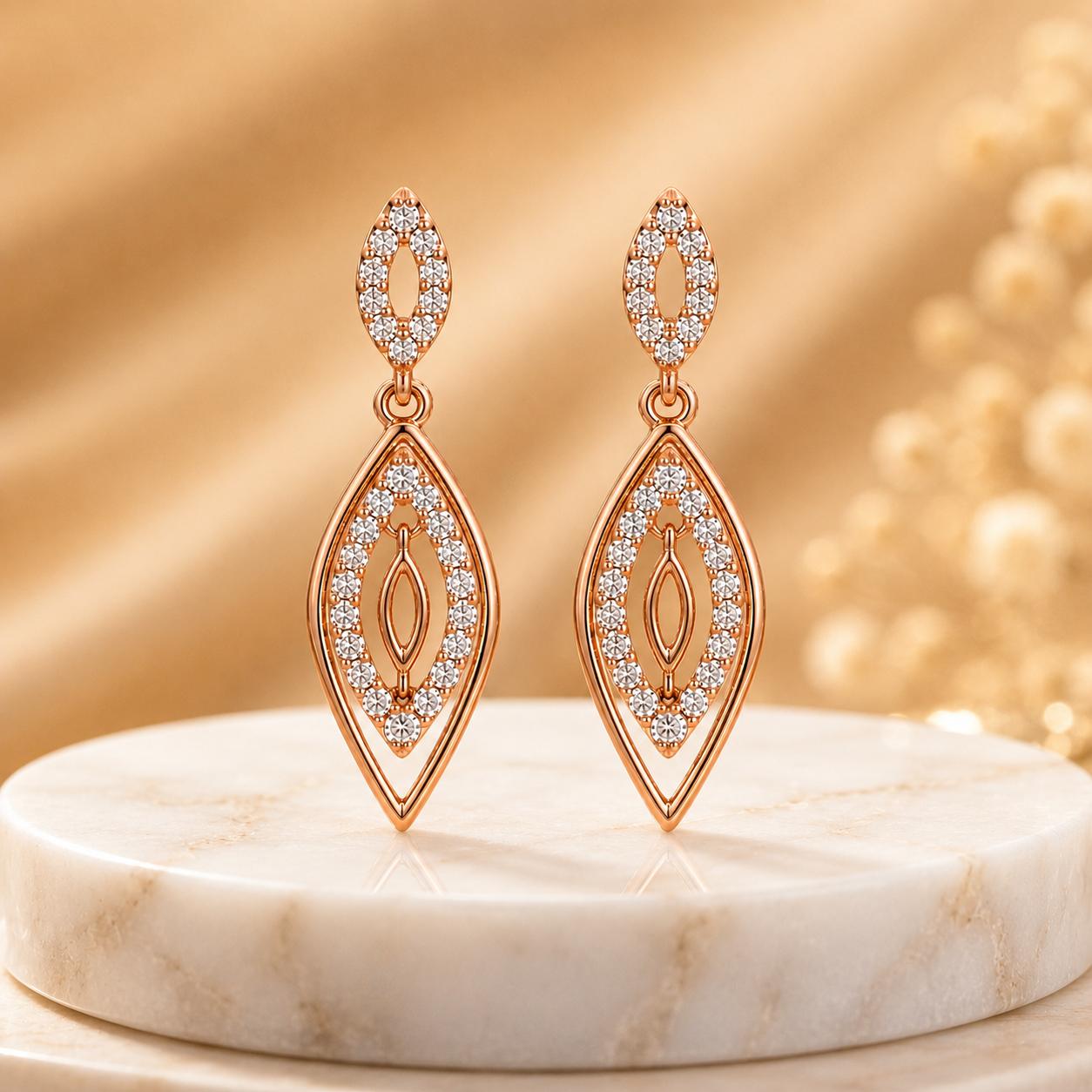 Forevershine Rose Gold Plated Ad Drop Earrings For Women & Girls - Image 6