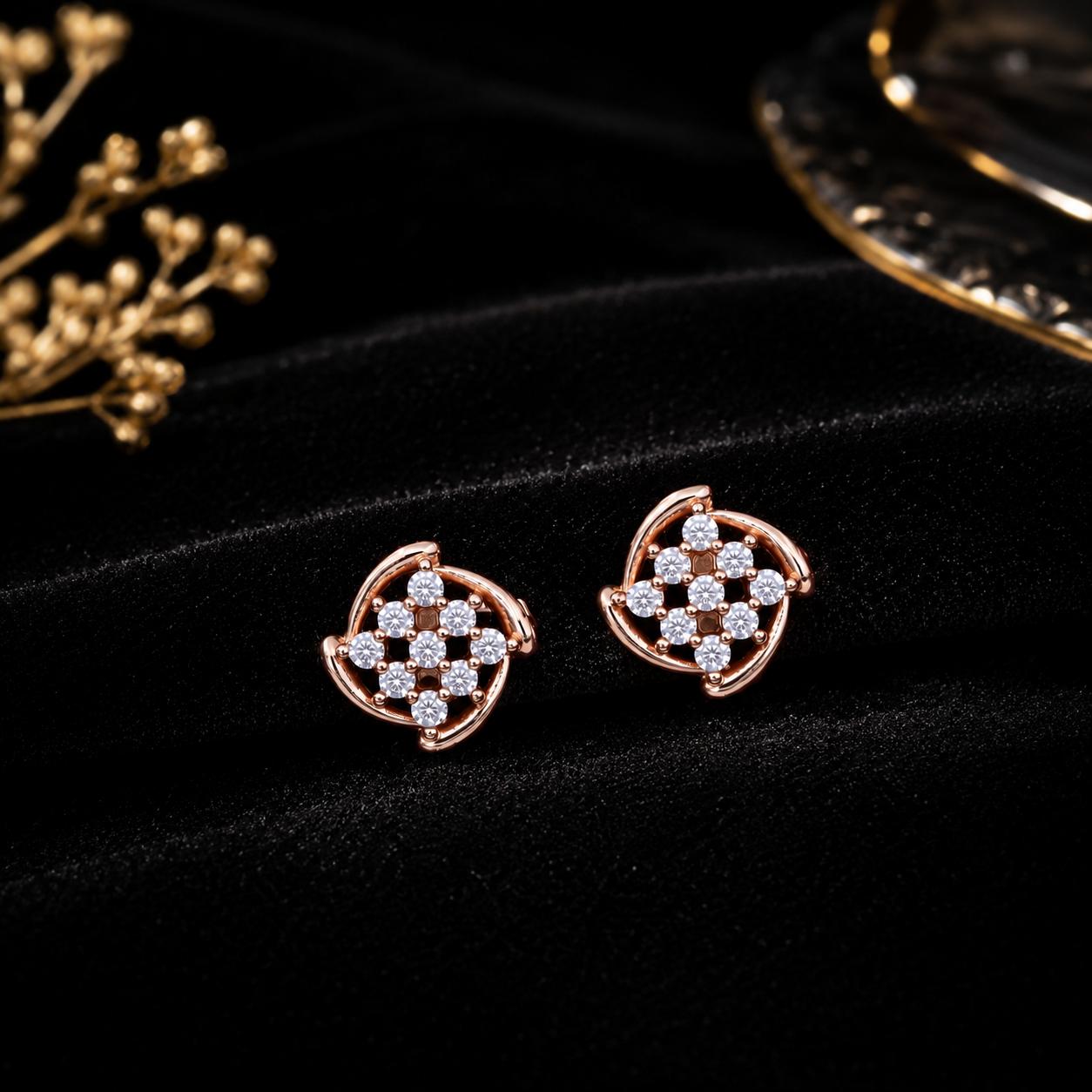 Forevershine Rose Gold Plated Ad Floral Stud Earrings For Women - Image 4