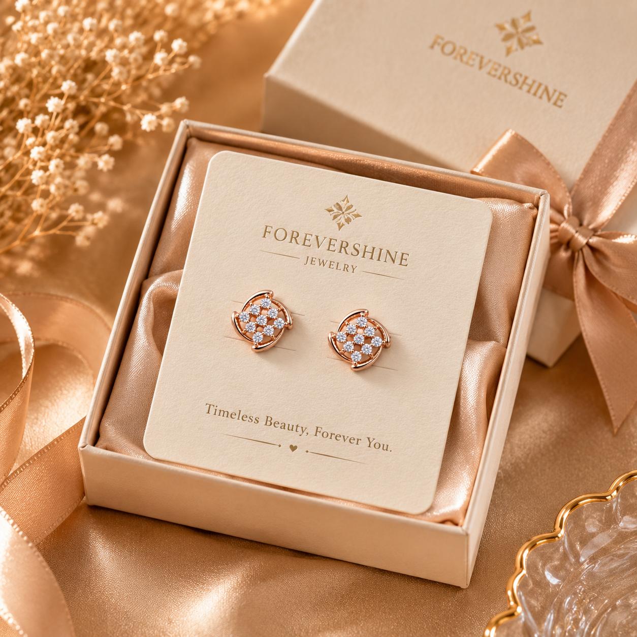 Forevershine Rose Gold Plated Ad Floral Stud Earrings For Women - Image 8