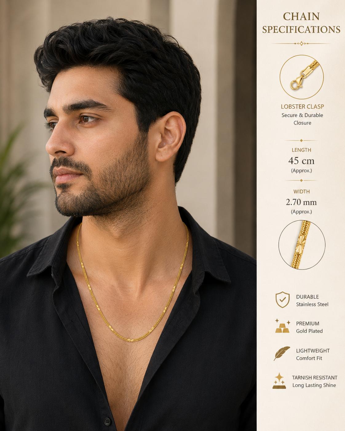 Forevershine Gold Plated Pattern Snake Chain Necklace For Women & Men - Image 3