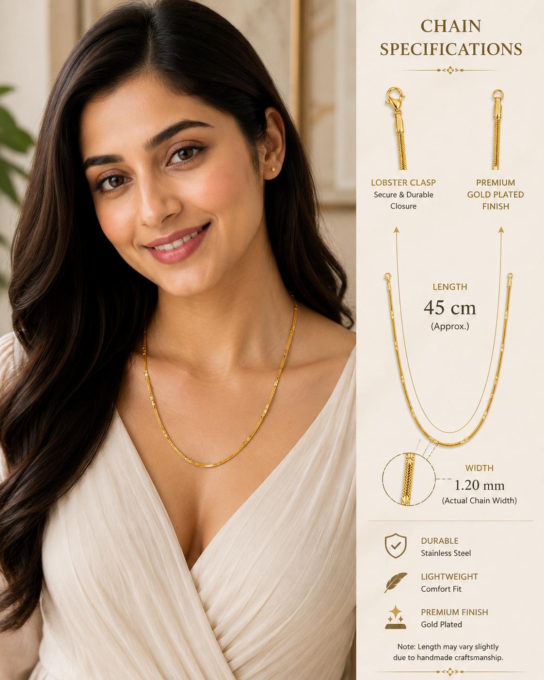 Forevershine Gold Plated Pattern Snake Chain Necklace For Women & Men - Image 4