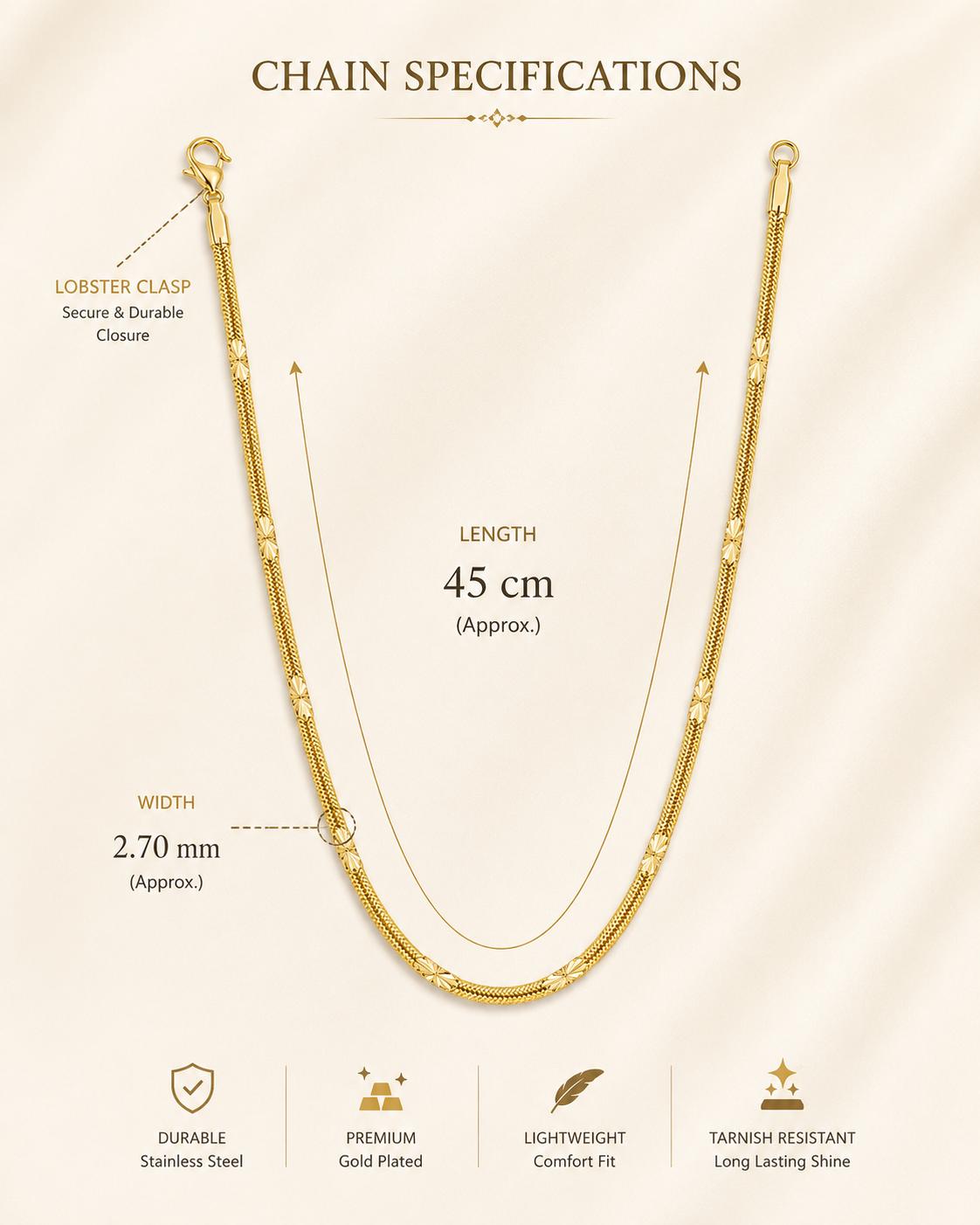 Forevershine Gold Plated Pattern Snake Chain Necklace For Women & Men - Image 6