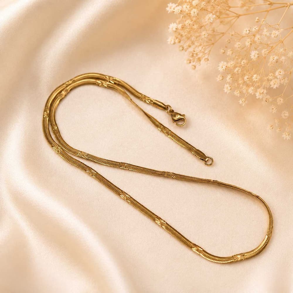 Forevershine Gold Plated Pattern Snake Chain Necklace For Women & Men - Image 8
