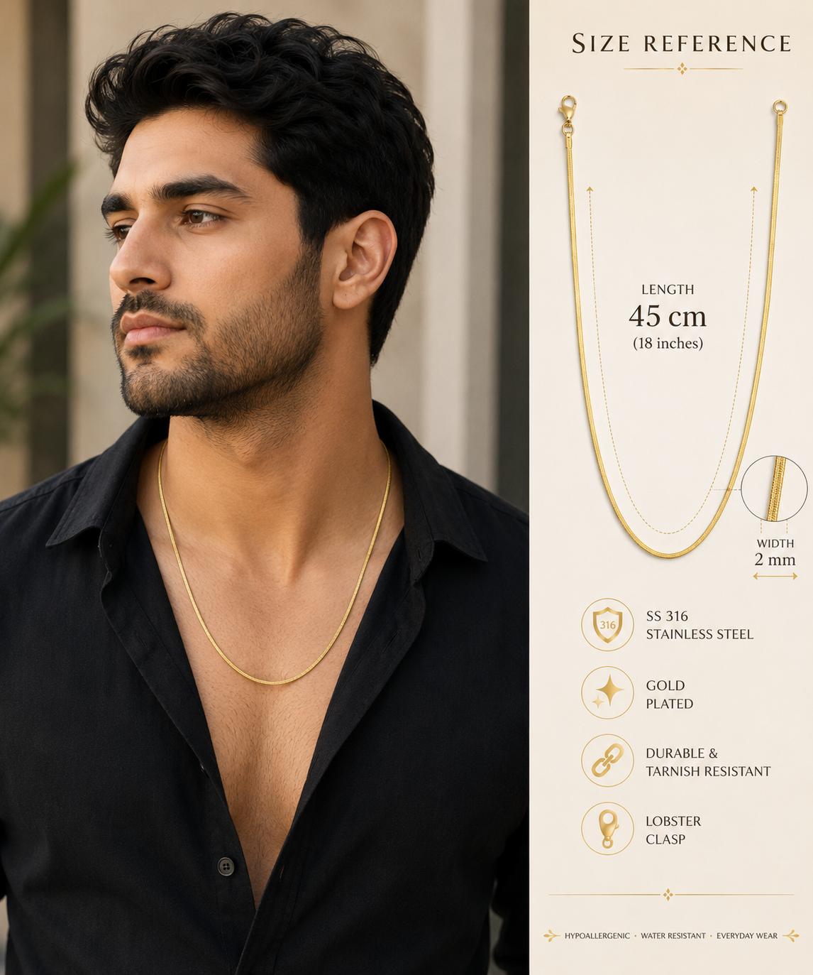 Forevershine Gold Plated Snake Chain Necklace For Women & Men - Image 3