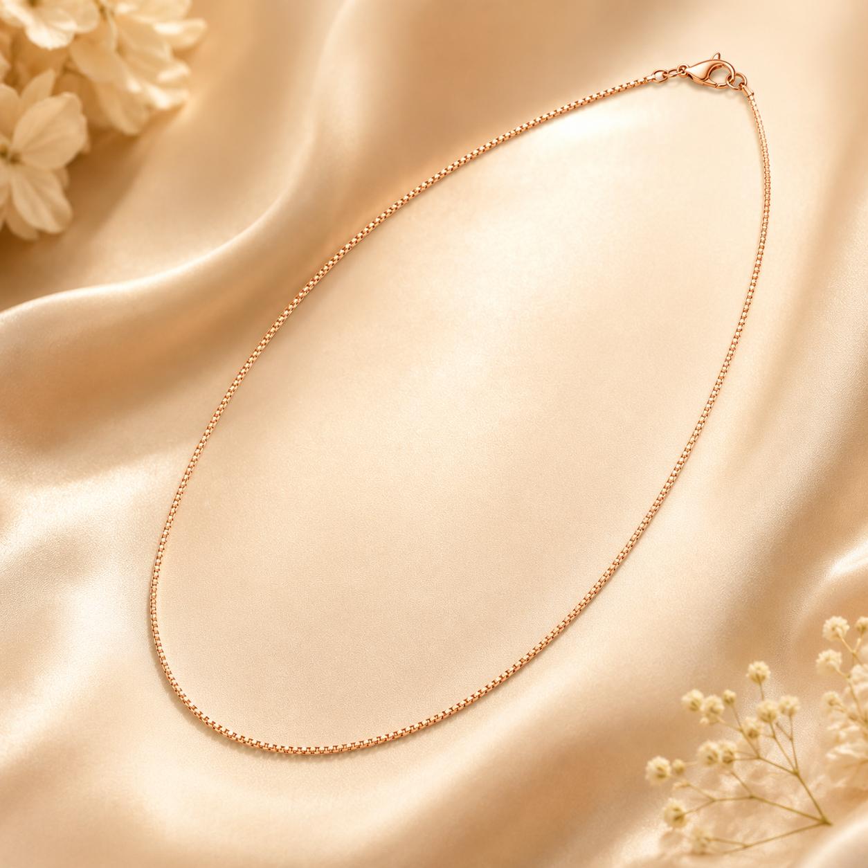 Forevershine Rose Gold Plated Box Chain Necklace For Women